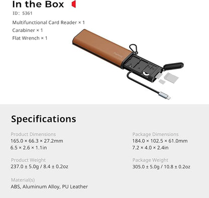 SmallRig Multifunctional Card Reader & Card Holder (CFexpress Type A), with Slot for AirTag, High-Speed Memory Card Reader for SD, SDXC, Micro SD, SDHC, 3 Card Read Simultaneously, 10 card slots -5361