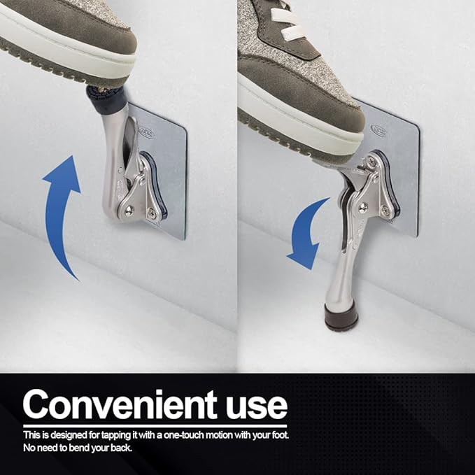 One-Touch Doorstop Adhesive Bracket (Black, 4inch x 2pack)