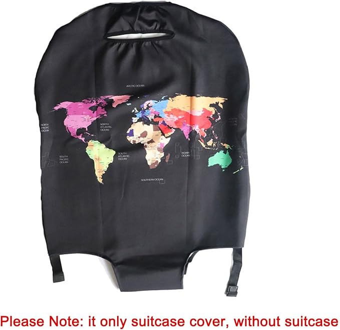 MosaiRudo Thicker Luggage Cover Elastic Suitcase Cover Protector Fits 18-32 Inch Suitcase Travel Accessories (World Map, XL)