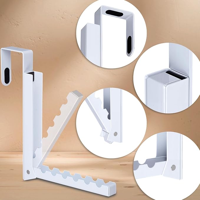 4PCS Over The Door Hanger Folding Over The Door Clothes Drying Rack Folding Hanging Coat Rack Foldable Portable Clothing Hanger Hooks for Laundry Bathroom Bedroom Dorm Travel