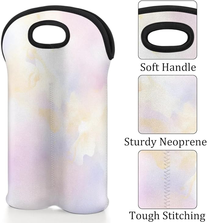Wine Carrier Tote Personalized Bag for 2 Bottles - Neoprene Wine Bottle Holder with Carry Handle, Wine Protective Bag Insulated Bag Beer Cans Water Bottle Holder for Travel Picnic,Style6