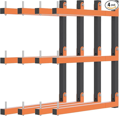 Lumber Rack Wall Mount, Lumber Storage Rack, Heavy Duty Wood Storage Racks with 6-Level System, 720 lb Sturdy Garage Wood Organizer, Orange Lumber Metal Racks for Indoor and Outdoor (4 PACK)