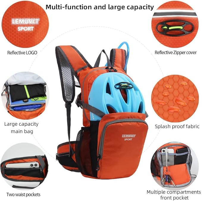 Hiking Daypack Waterproof Biking Backpack 15L Lightweight Durable Backpack for Ski Snowboarding Running MTB Cycling