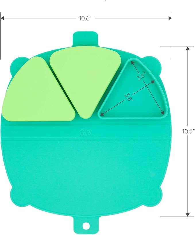 On-The-Go Snack Mat – Baby Silicone Travel Dining Placemat – Portable Silicone Toddler Plate – Reusable Snack Container with 3 Compartments and Lids for 6 Months + (Plum)