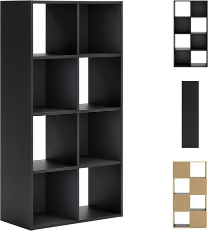 Signature Design by Ashley Langdrew 8 Cube Storage Organizer, Matte Finish, Wood & Decorative Laminate, 23.74" W x 11.81" D x 47.05" H, Black
