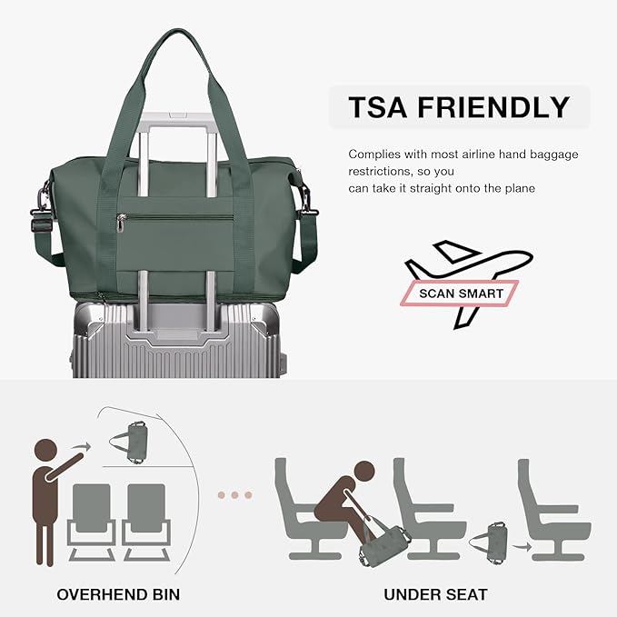 Travel Duffel Bag, Sports Tote Gym Bag, Shoulder Weekender Overnight Bag for Women