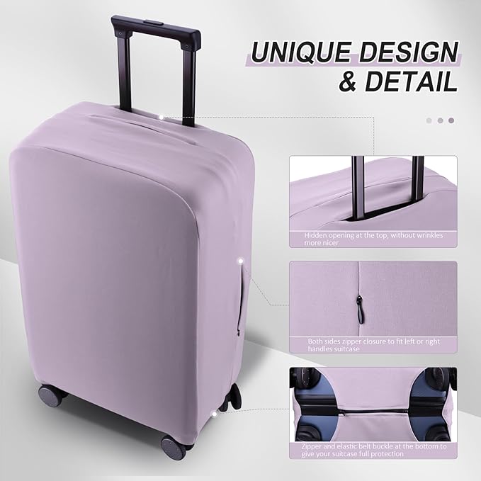 Travel Luggage Cover Protector Scratch-Resistant Fit 19-31 Inch Suitcase, Not Included Suitcase (Lavender Purple, SX(22-23 inch))