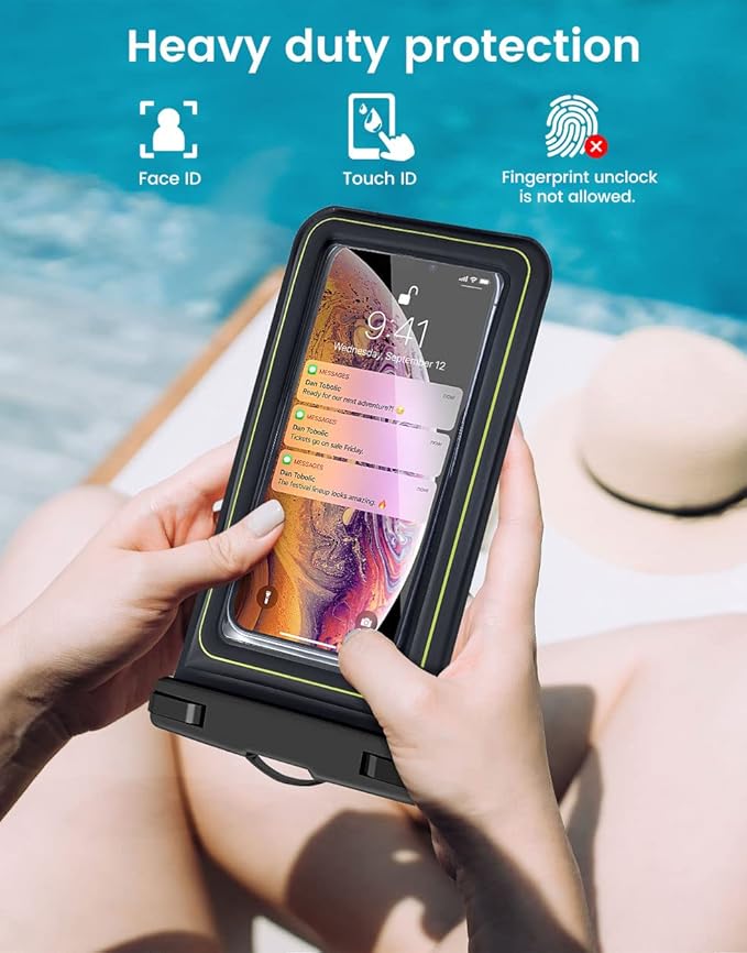 IP68 Waterproof Phone Pouch, Floating Waterproof Phone Case for iPhone 16 15 Pro Max Galaxy S24+ S23 Pixel 8 Pro with Detachable Lanyard, Cellphone Dry Bags Beach Vacation Essentials -2 Pack