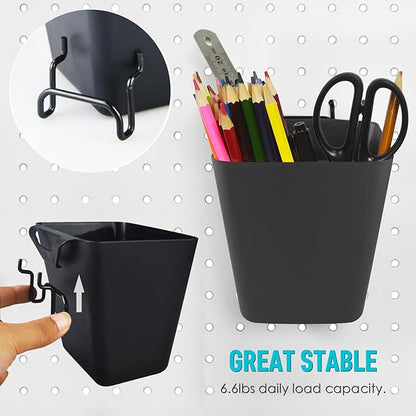 G.CORE Peg Board Organizer 21 Pack, Pegboard Accessories with Baskets Cups Hooks - 1/8" & 1/4" Peg Board Wall Tool Organizers, Utility Holders & Hangers for Garage Craft Workbench (Black & Black)