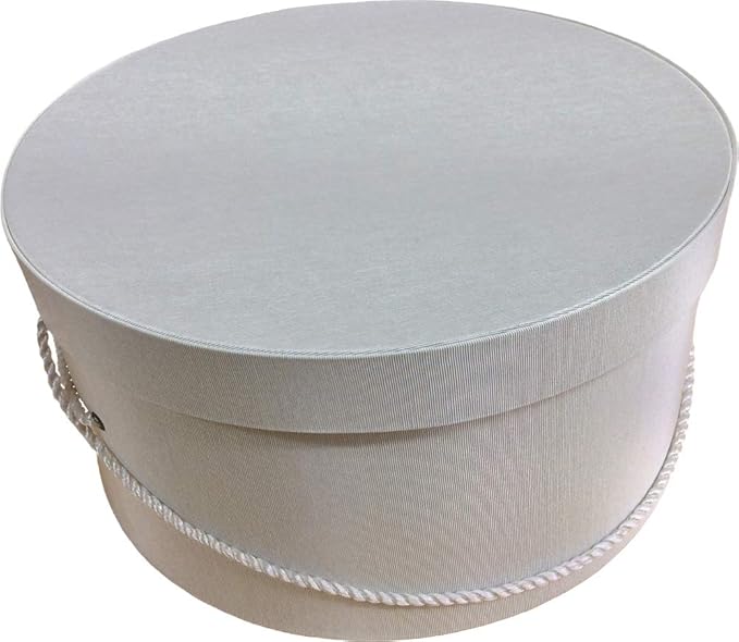 Sarah's Hat Boxes Classic Ivory Hat Box – 14.75" x 7.5" (Dia. x Ht.) Handmade in USA – Odorless Non-Toxic Adhesive, Cording Handle – Premium Storage for Hats & Accessories