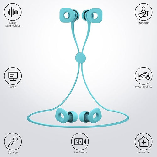 2 Pairs of Earplugs for Sleeping,Reusable Hearing Protection Earplugs with 8 Pairs Ear Tips & One Connector Cord,Soft Earplugs for Noise Reduction,Concert,Musician & Work - 25dB-30dB, Sky Bue