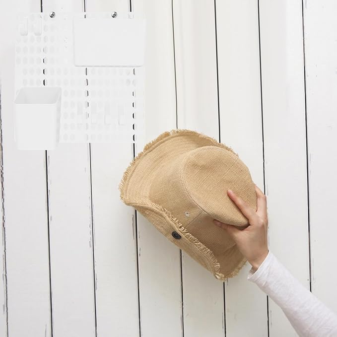 Wall Pegboard Storage Shelf White Plastic Organizer Rack for Hanging Wall Storage DIY Combination Holder for Keys Towels Toothbrushes Mini Pots