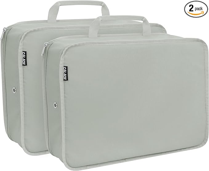 Compression Packing Cubes for Travel Essentials, 2 Pack Expandable Travel Cubes for Packing Bags Suitcase Organizer, Grey