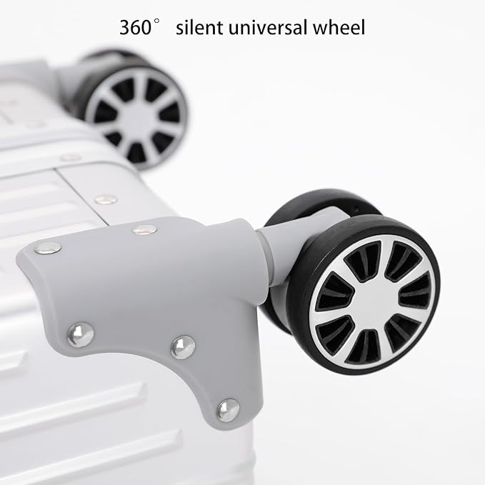 Metal All Aluminum Carry-on Luggage TSA Customs Lock Zipperless Silent Rotary Wheel Business Suitcase Aluminum Frame Set (blue, 28 '')