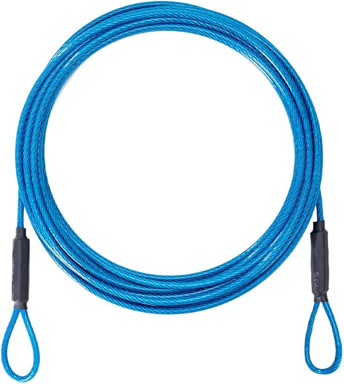 3.3mm (1/8 Inch) Outdoor Travel Stainless Steel Security Cable-30ft Luggage Lock Safety Wire Flexible Steel Wire Rope with Double Loop Safety for Luggage, Bike, Lock(Blue, 30ft-(1Pack)