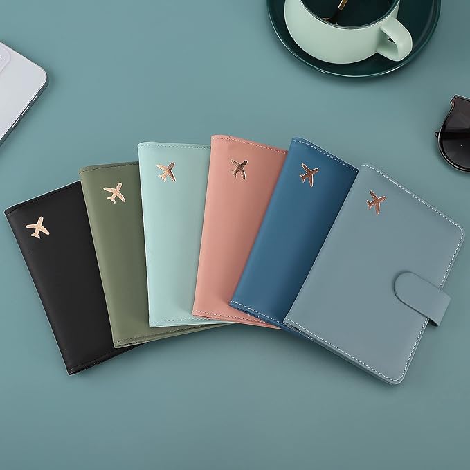 Melsbrinna Premium Leather Passport Holder Covers Case, Waterproof Rfid Blocking Travel Wallet Passport Holder with Pen Holder, Cute Passport Book for Women/Men