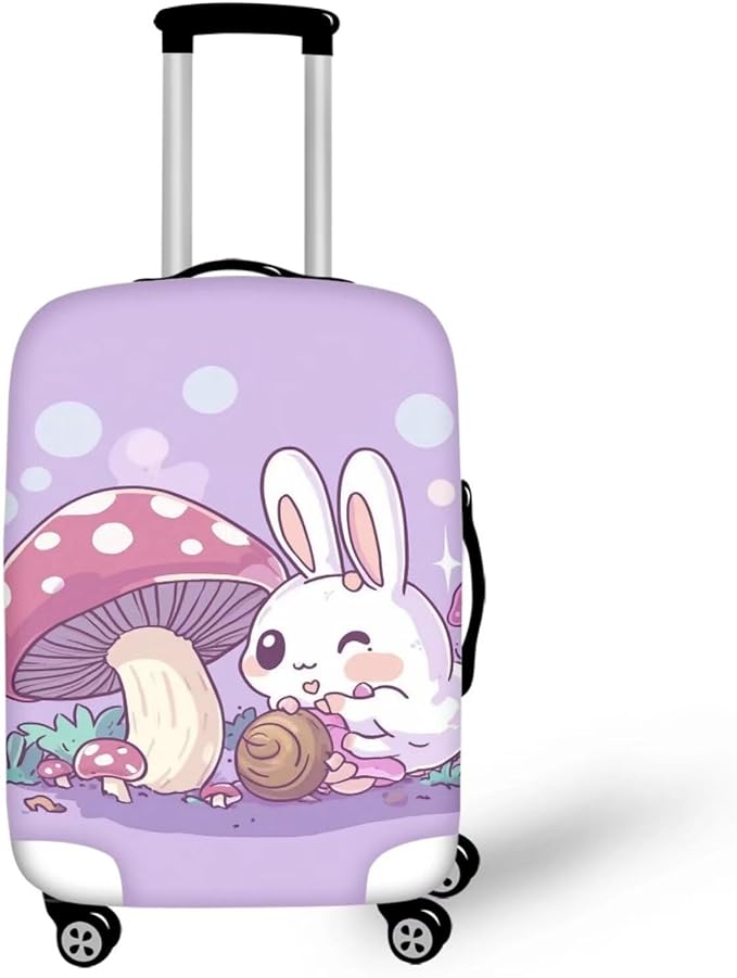 Cute Bunny Rabbit Luggage Covers Fit 18-21 Inch Universal Thickness Suitcase Covers for Luggage Mushroom Suitcase Cover Scratch Resistan Zip Travel Luggage Cover Elastic Baggage Case