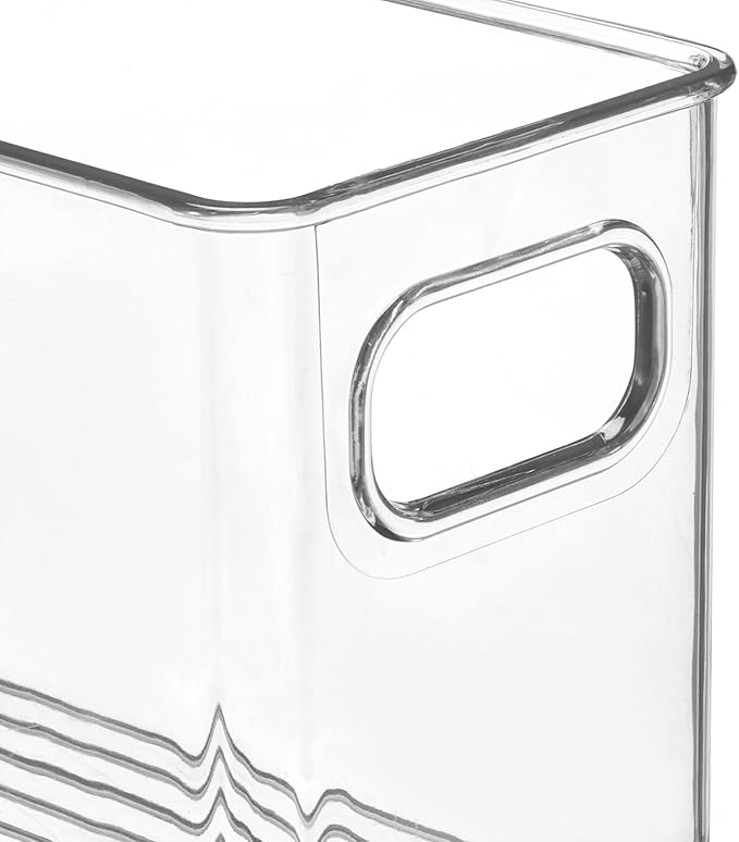 mDesign Plastic Long Stackable Storage Organizer Container, Organization Bin w/Handles for Kitchen, Pantry, Fridge, Freezer, Cabinet, Perfect to Hold Breast Milk - Ligne Collection - Clear
