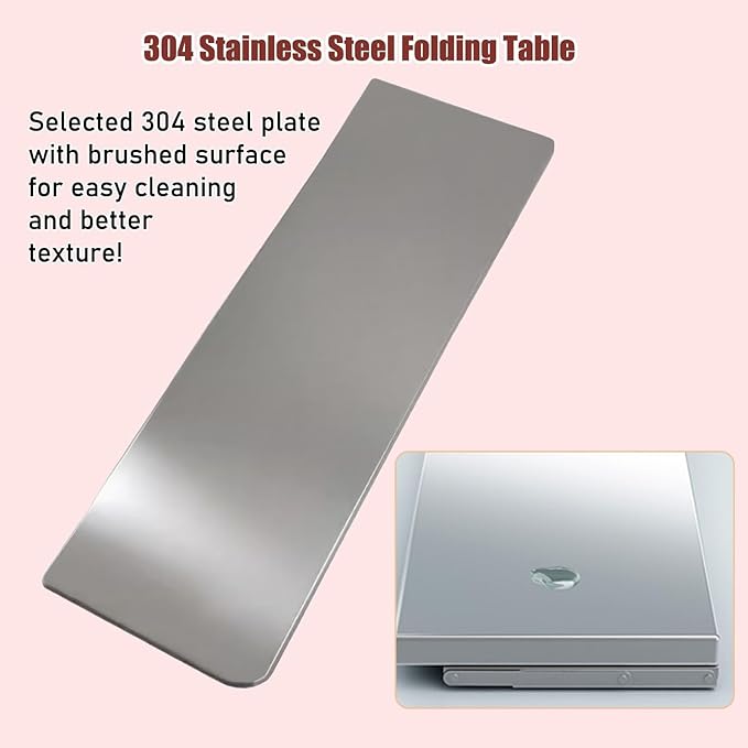 304 Stainless Steel Folding Wall Shelf Wall Mount Kitchen Storage Shelves Rounded Corners Food-Grade Folding Table Thickened Bracket for Laundry Room Garage Restaurant.(90x30cm/35.4x11.8in)