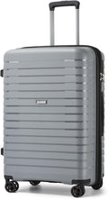 Kono 24 Inch Expandable Luggage Suitcase with Spinner Wheels, Durable Hardside Checked Luggage with Hidden Cup Holder, Lightweight Hard Shell Medium Suitcase with TSA Lock(Light Grey)