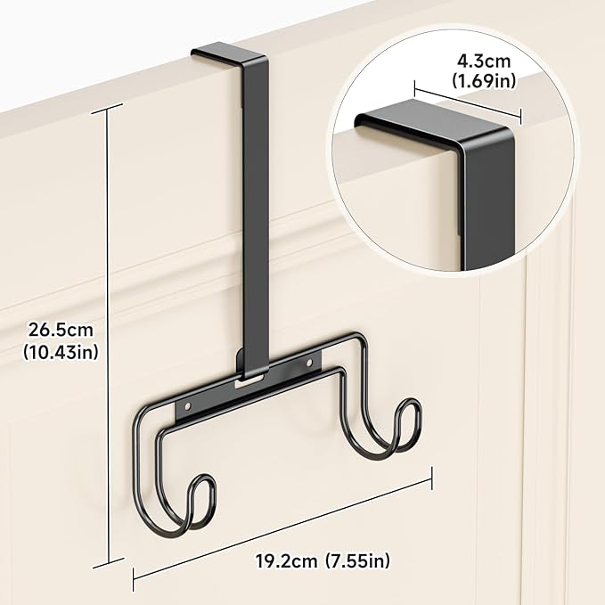 Ironing Board Holder Wall Mount, Over The Door Ironing Board Holder, Over The Door Or Wall Mount Ironing Board Hanger for Y & T Leg Iron Boards (Black)