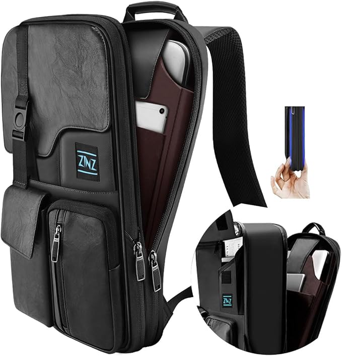 ZINZ Laptop Backpack 15 15.6 16 Inch, Expandable Computer Rucksack with Multi-Pockets Anti-Theft Travel Daypack for Men and Women,Black