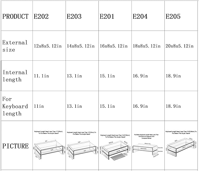 Acrylic Monitor Stand,2 Tiers Computer Monitor Riser(18x8x5.5 inches),Computer Stand/Monitor Riser for Office,School,Home,Laptop Stand Desktop Stand for Keyboard Storage&Printer TV Screen