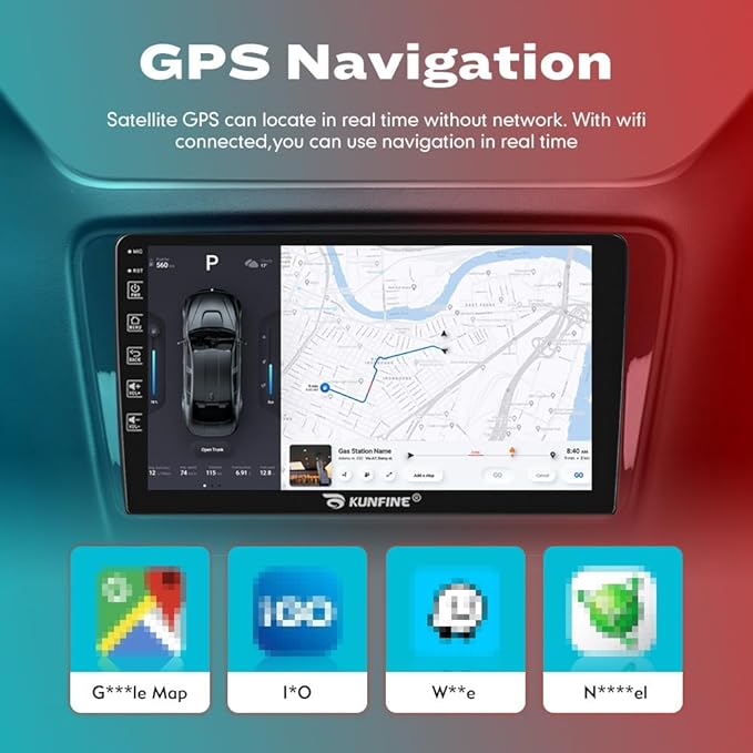 Kunfine Car CarPlay Android Auto Navigation Stereo GPS Radio Reverse Camera Display 9" IPS Touchscreen Headunit Tablet Pad Media Player for Subaru Forester 2007-2013, if Applicable Quad Core 2G+64G