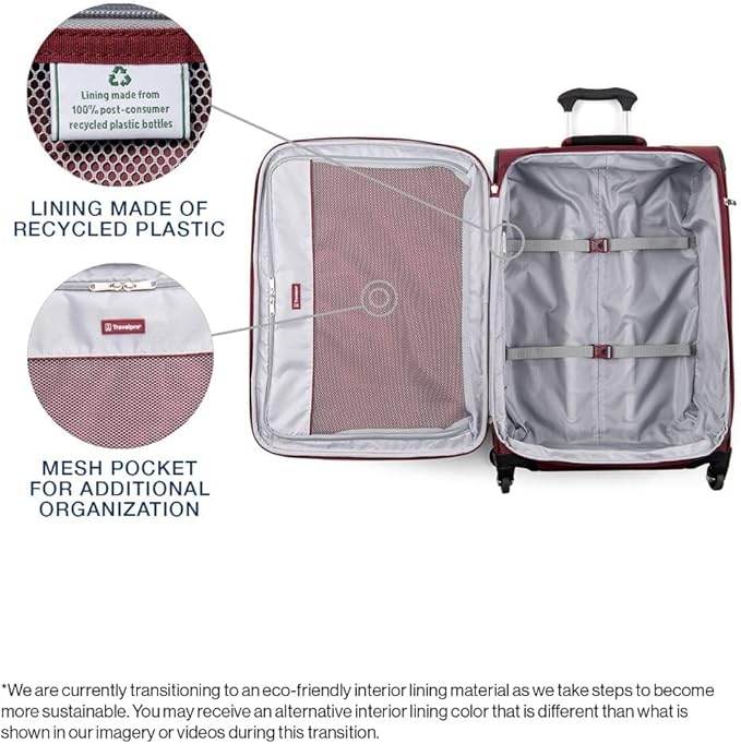 Travelpro Maxlite 5 Softside Expandable Checked Luggage with Spinner Wheels, Lightweight, 25-Inch — Burgundy