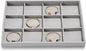 12 Grids Microfiber Jewelry Trays Bracelets Tray Stackable Jewelry Organizer Trays for Drawer Bracelet Holder Earring Tray For Bracelet Bangle Earrings Watches Storage (Grey)