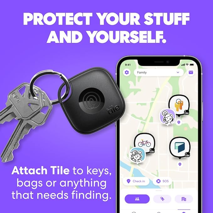 Tile by Life360 Mate - Bluetooth Tracker, Keys Finder and Item Locator for Keys, Bags and More. Phone Finder. Both iOS and Android Compatible. 1-Pack (Navy Blaze)