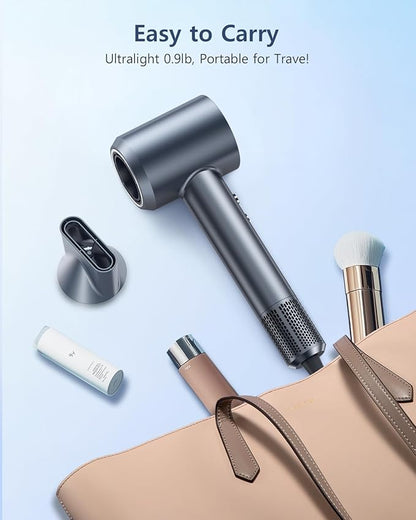 Hair Dryer, 150000 RPM Professional High-Speed Blow Dryer, Negative Ionic Hair Dryer for Fast Drying, Low Noise Thermo-Control HairDryer with Magnetic Nozzle for Home Travel Women Man