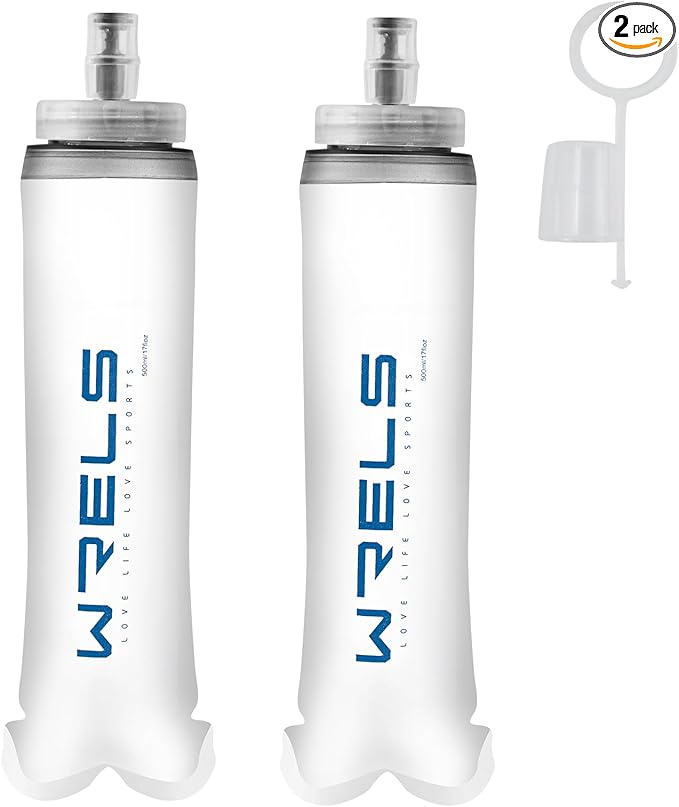 Soft Flasks Soft Running Water Flask Collapsible Soft Water Bottles Small BPA-Free for Sports Hiking Hydration Pack 500 ml/17oz，300 ml/10oz（2pack-500ml,blue）