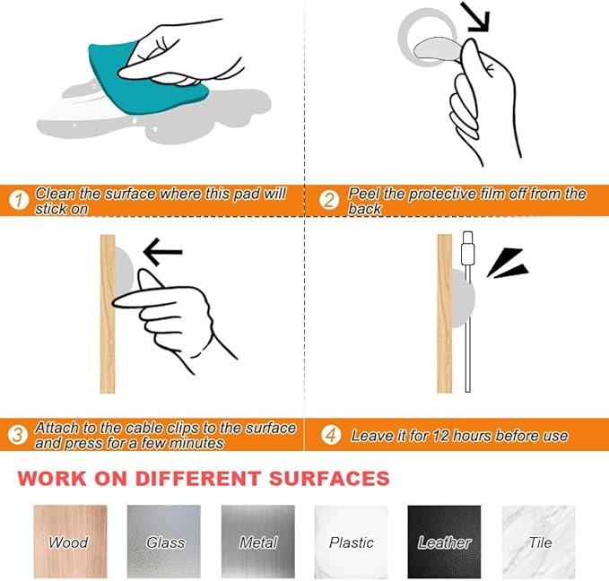 Shintop Cable Clips, 16 Pack White Cord Holder Adhesive Cable Organizer Wire Holder for Organizing Phones Chargers Desk Nightstand Car