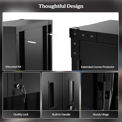 VINGLI Garage Wall Cabinet with Locking Doors and Adjustable Shelf, Metal Wall Cabinet, Floating Upper Storage Cabinet (Black, 30''W x 12''D x 30''H)