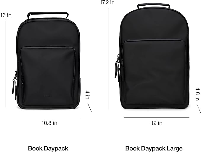 RAINS Regular Book Daypack, Backpack, Laptop Bag, Waterproof, 2 Year Warranty, Black