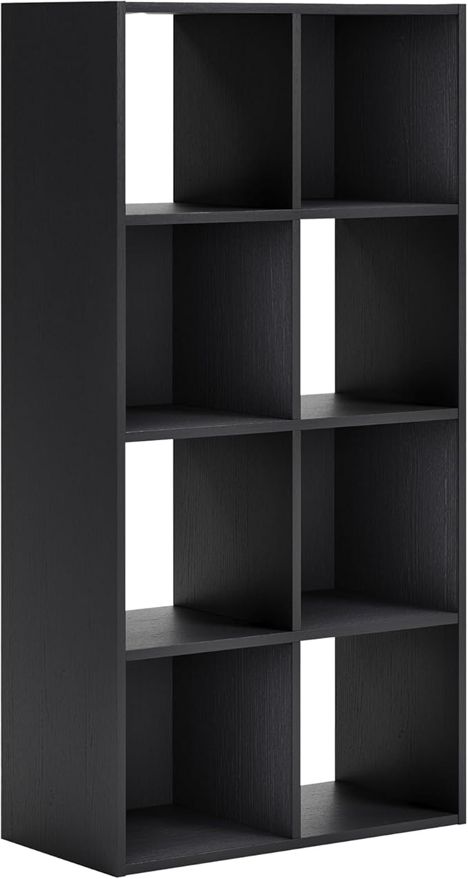 Signature Design by Ashley Langdrew 8 Cube Storage Organizer, Matte Finish, Wood & Decorative Laminate, 23.74" W x 11.81" D x 47.05" H, Black