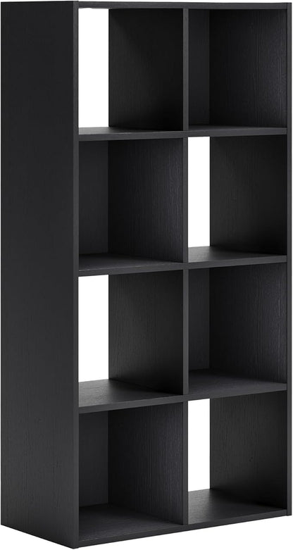 Signature Design by Ashley Langdrew 8 Cube Storage Organizer, Matte Finish, Wood & Decorative Laminate, 23.74" W x 11.81" D x 47.05" H, Black