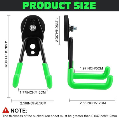 Landhoow Large Magnetic Hooks Heavy Duty Garage Magnet Hooks Strong Storage Utility Magnetic Hangers with Anti Slip Rubber Coating for Indoor and Outdoor Hanging(Green,14 Pcs)