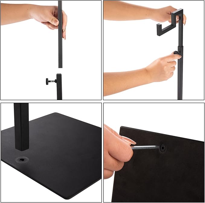 Polmart Countertop Adjustable Display Stand Stand for Handbags, Wreaths, Hats, Scarves, Jewelry & Crafts，Wear-resistant, quiet and sturdy metal base – Black