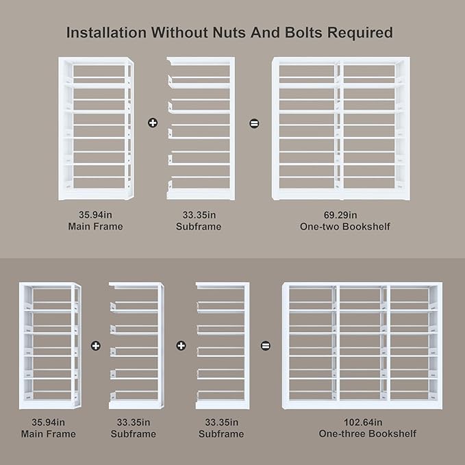 White subframe. Cannot be Used Alone. Expand The Modular Capability of The Bookshelf Without The Cost of Another Full Bookshelf Unit. (White)