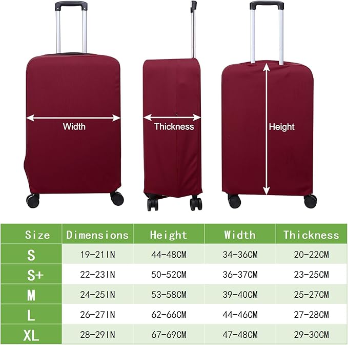 PATIKIL Luggage Cover, Suitcases Covers Elastic Carry on Cover Protector Washable Scratch-Resistant Fits 24-25 Inch Luggage for Travel Business Trips, Wine Red