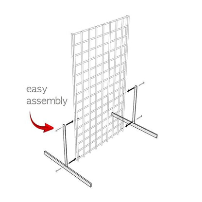 Only Hangers 2' x 6' Gridwall Panel Tower with T-Base Floorstanding Display Kit, 3-Pack White …
