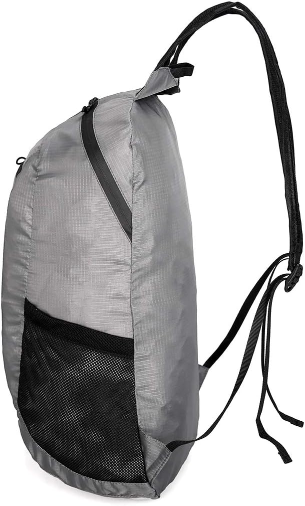 Small Foldable Hiking Daypack Packble Skin Casual Backpack Camping Cycling Travel Outdoor Day Bags Useful (Gray)