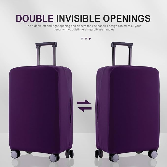 Travel Luggage Cover Protector Scratch-Resistant Fit 19-33 Inch Suitcase, Elastic Luggage Compartment Cover, Protective Cover, Dust CoveNot Included Suitcase (Purple, 3XL(32-33inch))