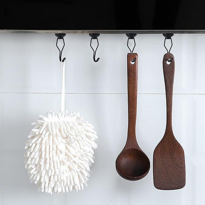 MIKEDE Black Magnetic Hooks Heavy Duty, 80 lb+ Strong Swivel Swing Neodymium Magnetic Hooks for Hanging, Strong Magnet Hanger for Cruise Cabins, Locker, Toolbox, Home, Kitchen - Pack of 10