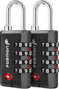 Fosmon TSA Approved Locks for Luggage/Suitcase with Open Alert Indicator (2 Pack), Heavy Duty Gun Safe Lock for Gun Case, 4 Digit Shackle Combination Padlock for Travel, Backpack Zipper, Gym Locker