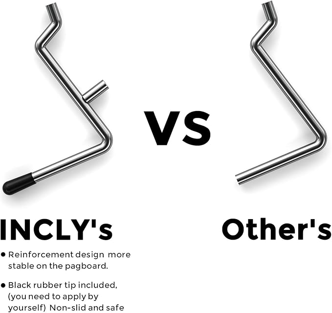 INCLY Pegboard Hooks Set for Hanging Tools, 206PCS Heavy Duty Peg Hook Hanger & Holder Fit 1/4 1/8 Inch Pegboard for Craft Assortment Garage Organizer Bins Attachment Peg Board Accessories