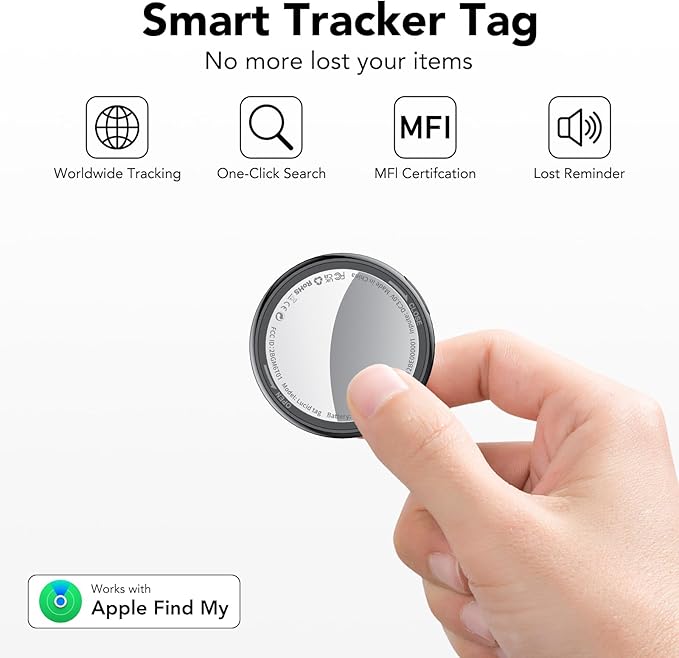 2025 New [Apple MFi Certified] (iOS Only) Air Tracker Tags-3 Pack, Bluetooth Tracker for Apple Find My, Replaceable Battery, Key Finder and Item Locator Smart Tag for Keys, Bags, Luggage, Pets, Black