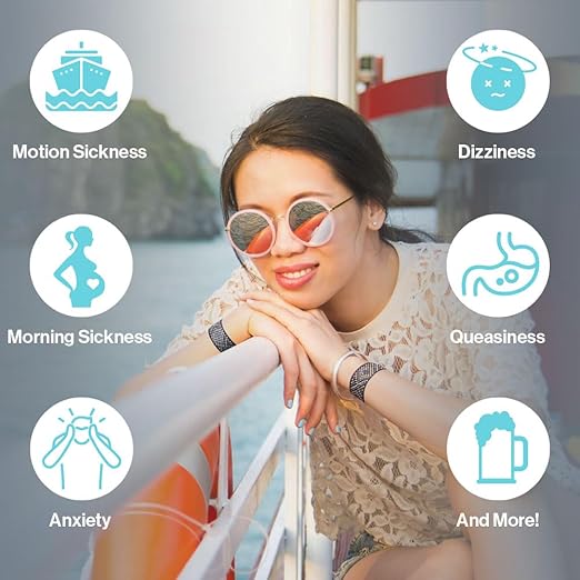 Acupressure Relief Band - Cecilia Duo (Medium) - Motion Sickness Bands and Nausea Relief for Pregnant Women | Travel, Pregnancy, Cruise